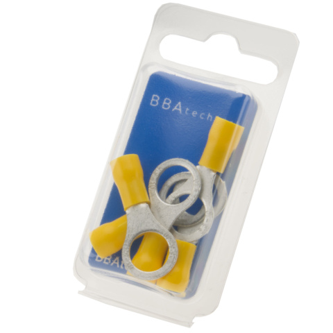 BBAtechniek artnr. 17514 - Kabelschoen ring M10 Ø10.5mm geel (5x)
