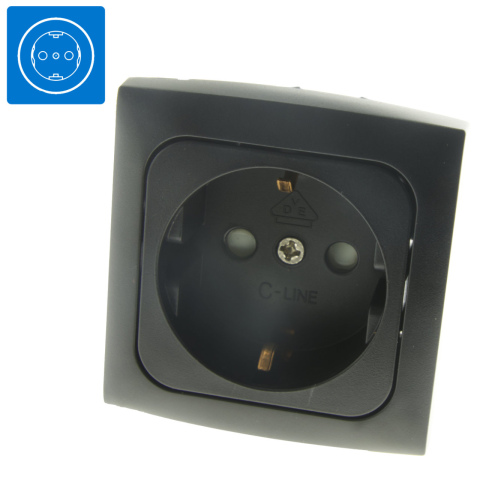 C-Line wandcontactdoos + Opal afdekraam zwart (1x)