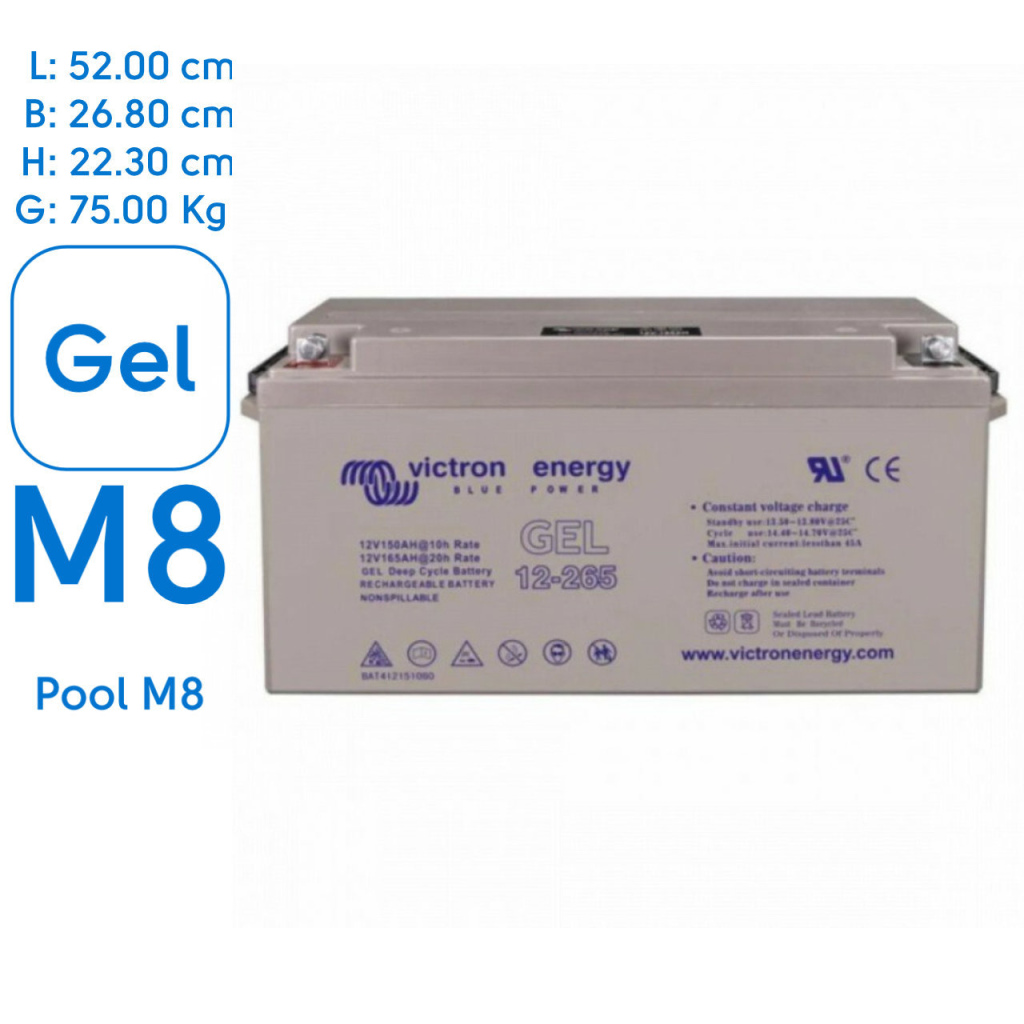 BBAtechniek - Victron Gel accu 12V 265Ah M8 (1x) 