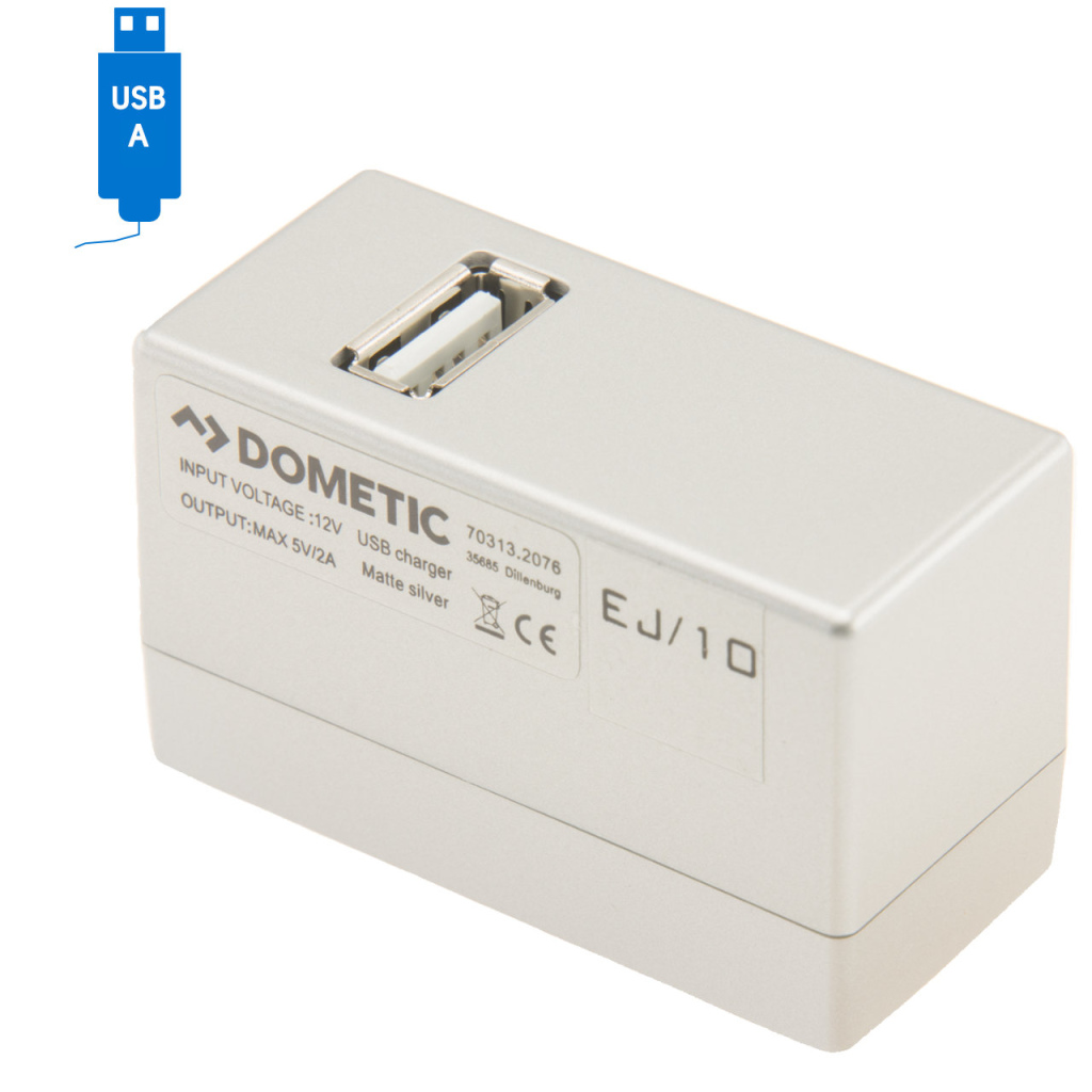 BBAtechniek - USB A-1x 5V 2A Dometic rail mat zilver (1x)