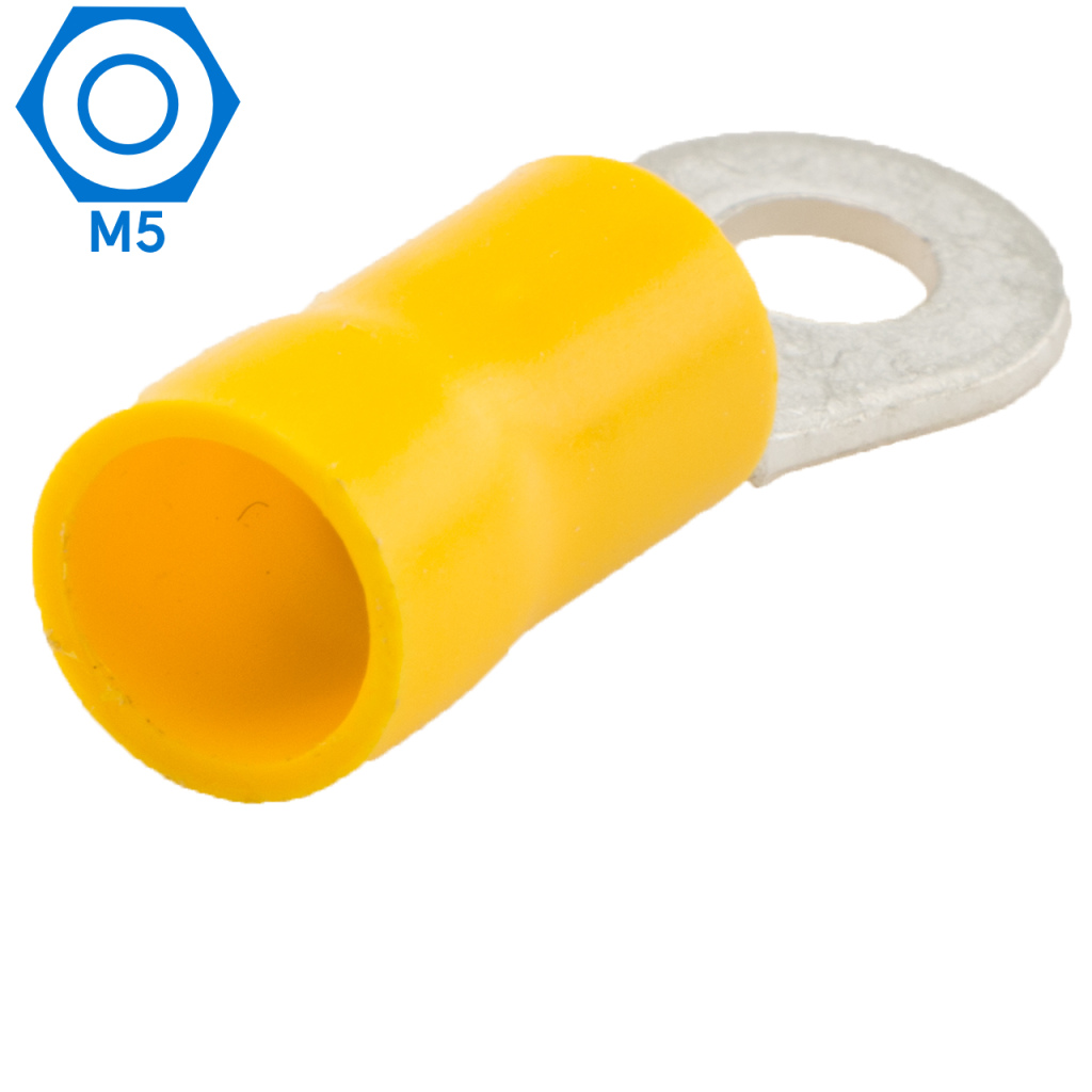 BBAtechniek - Kabelschoen ring M5 Ø5.3mm geel (50x)