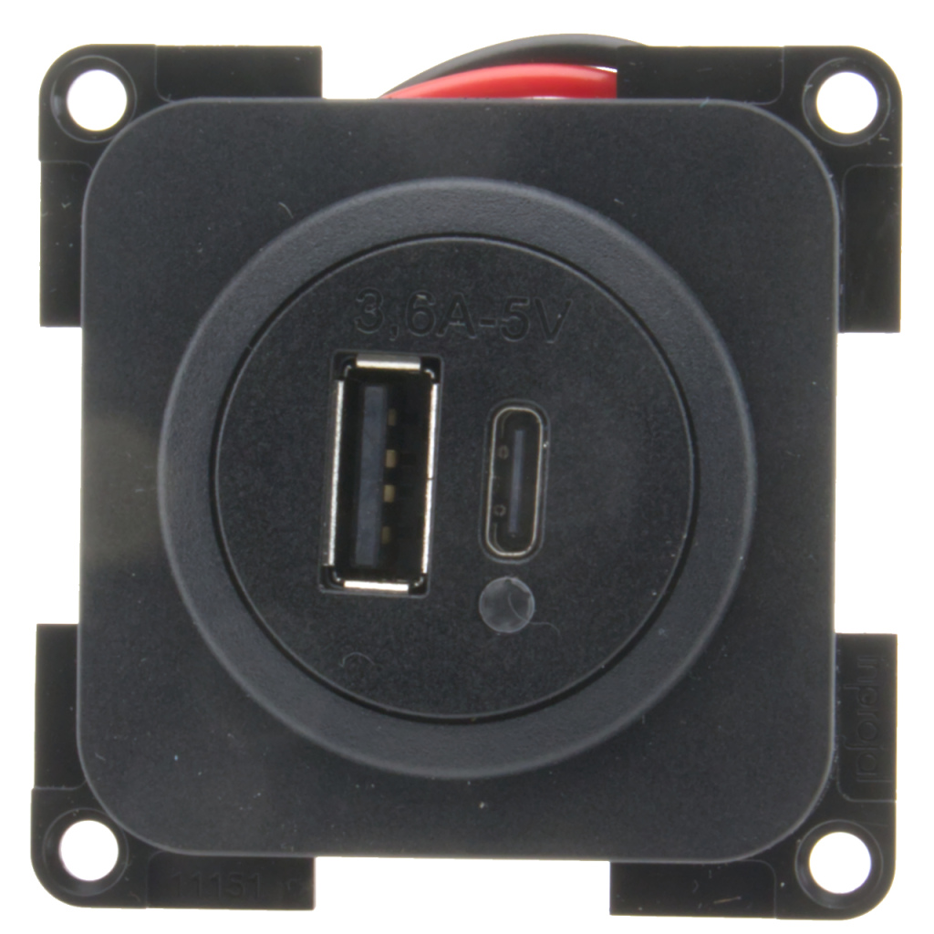 BBAtechniek - USB-C/A contactdoos DC/5V 3600mA zwart S20.000(1x)