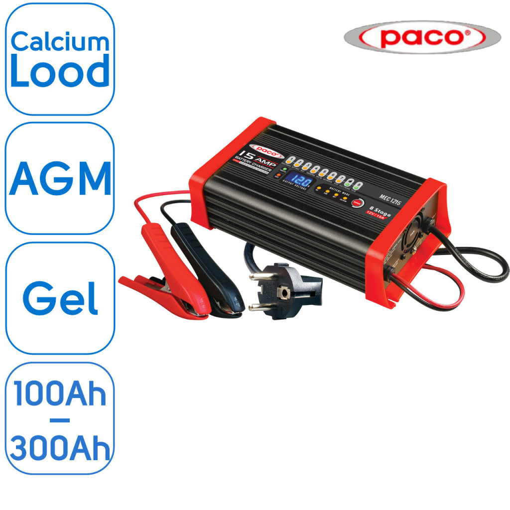 BBAtechniek - 12V 15A 415W Paco 8-stappen acculader (1x) 