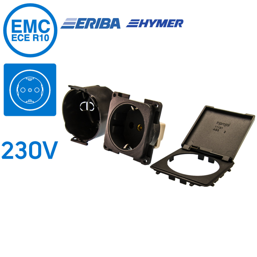 BBAtechniek - 230V Schuko contactdoos lei-grijs S20.000 (1x)