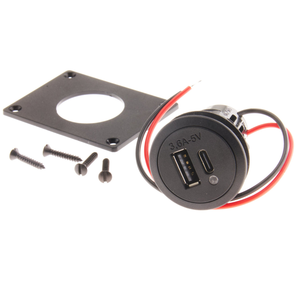 BBAtechniek - USB C-1x & A-1x 5V 3.6A LED inbouw (1x)