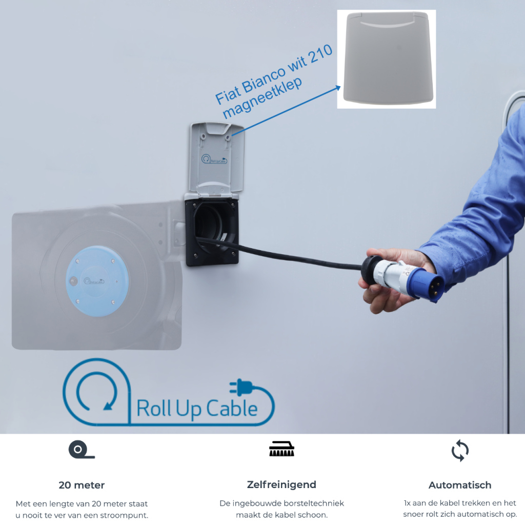 BBAtechniek - ROLL-UP-CABLE 2.0 20m wit Fiat Bianco 210 MKII(1x)