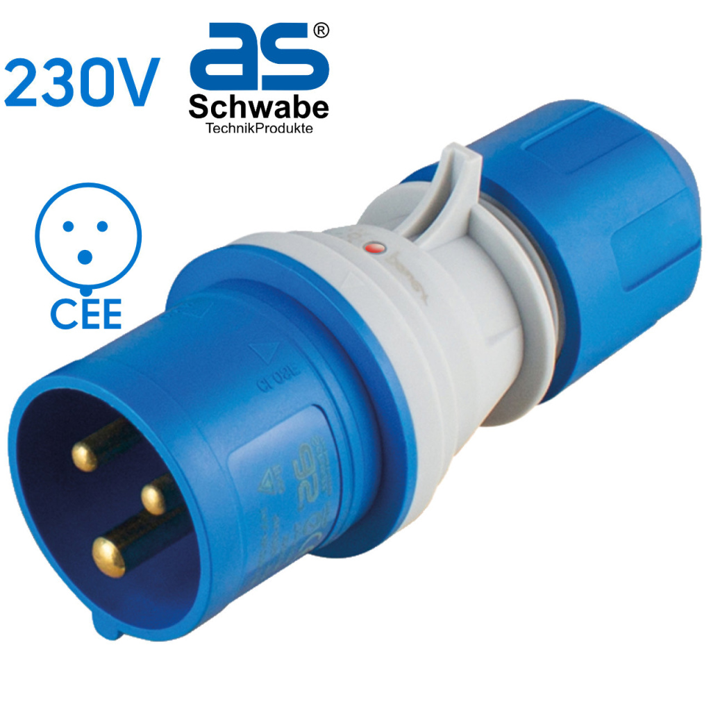 BBAtechniek - CEE stekker 230V 16A met controle LED IP44 (1x)