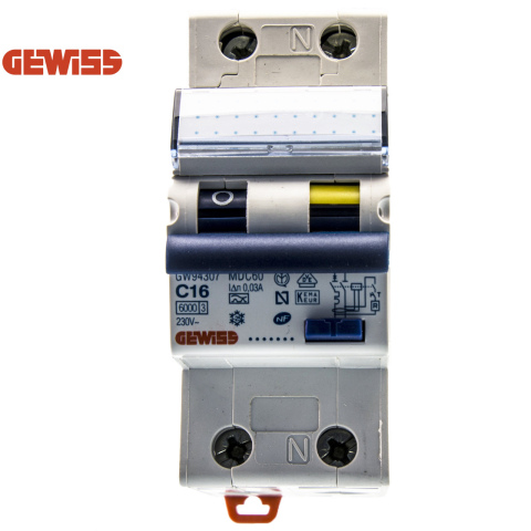 BBAtechniek artnr. 27061 - Gewiss aardlekautomaat 1P+N 16A 30mA C(1x)