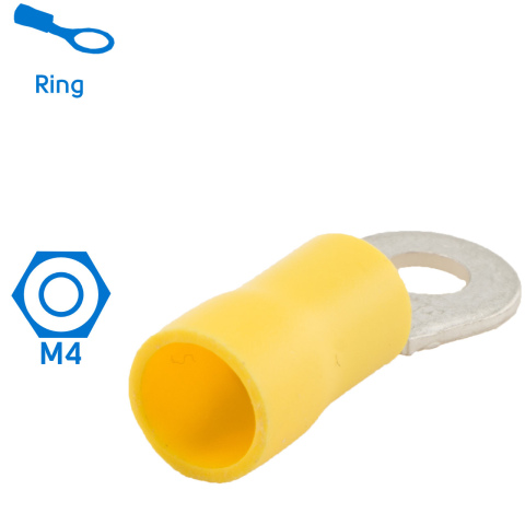 BBAtechniek artnr. 11031 - Kabelschoen ring M4 Ø4.3mm geel (100x)
