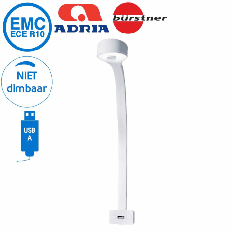 BBAtechniek artnr. 45130 - Cordoba flex LED 12V 1.3W 4100K 90lm USB wit (1x)