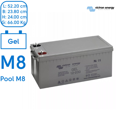 BBAtechniek artnr. 90054 - Victron Gel accu 12V 220Ah M8 (1x)
