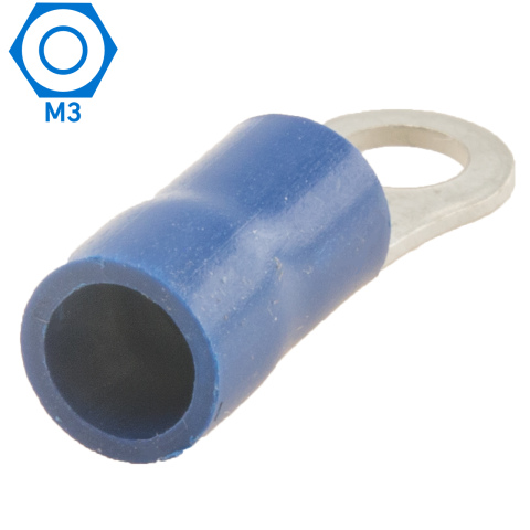 BBAtechniek artnr. 10989 - Kabelschoen ring M3 Ø3.7mm blauw (100x)