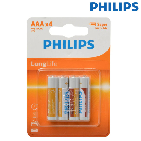 1.5V R03 Philips Longlife AAA batterij (4x) 
