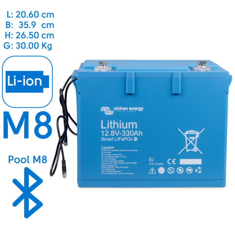 BBAtechniek artnr. 8601 - Victron Lithium Accu 12.8V 330Ah Smart M8 (1x)