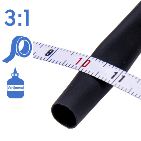 BBAtechniek artnr. 15533 - Krimpkous 6.0-2.0mm zwart 3:1 verlijmend (5m rol)