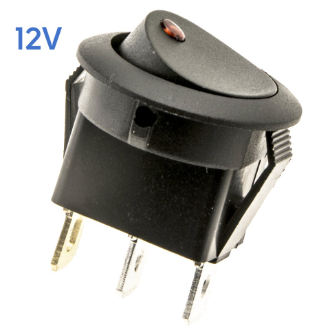 BBAtechniek artnr. 15621 - 12V 16A 3-polig On-Off schakelaar rode LED (10x)