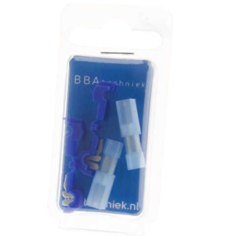 BBAtechniek artnr. 17006 - Vlaksteker + aftakconnector 6.3x0.8mm blauw (2x)