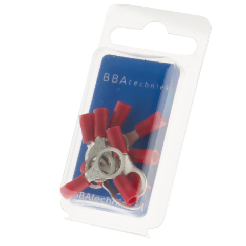 BBAtechniek artnr. 17491 - Kabelschoen ring M8 Ø8.4mm rood (10x)