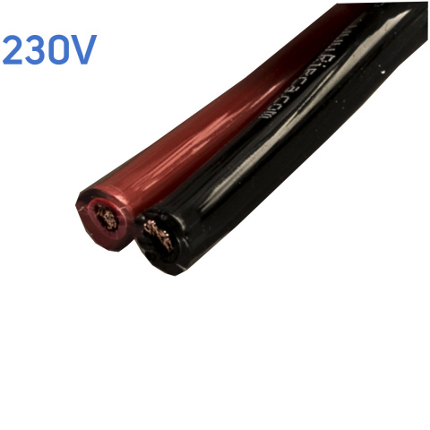 BBAtechniek artnr. 17566 - PVC kabel 2-aderig 2x4.0mm2 zwart/rood (50m)