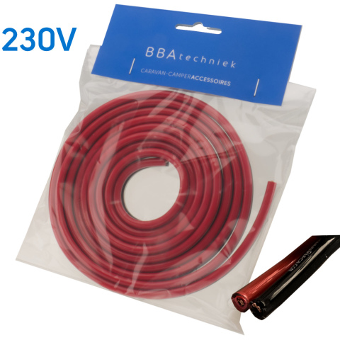 BBAtechniek artnr. 17692 - PVC kabel 2-aderig 2x4.0mm2 zwart/rood (2.5m) 
