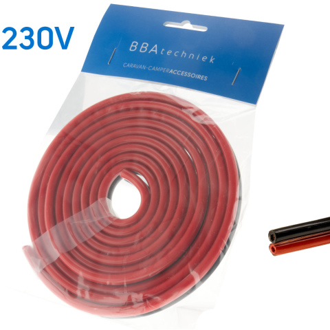 BBAtechniek artnr. 17693 - PVC kabel 2-aderig 2x6.0mm² zwart/rood (2.5m)