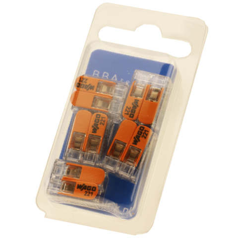 Wago verbindingsklem 221 2-voudig 0.2-4mm2 (5x)