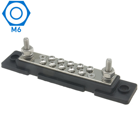 BBAtechniek artnr. 17695 - Contactstrip 10-punts zwart M6 (1x)