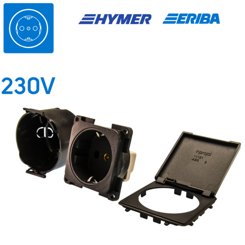 BBAtechniek artnr. 45054 - 230V Schuko contactdoos lei-grijs S20.000 (1x)