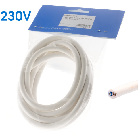 BBAtechniek artnr. 27076 - VMVL kabel 2-aderig 2x1.0mm2 wit (2.5m)