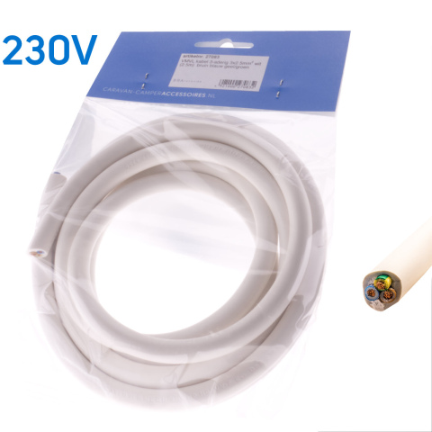 BBAtechniek artnr. 27083 - VMVL kabel 3-aderig 3x2.5mm2 wit (2.5m)