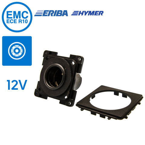 BBAtechniek artnr. 45039 - 12V 120W contactdoos zwart S20.000 (1x)