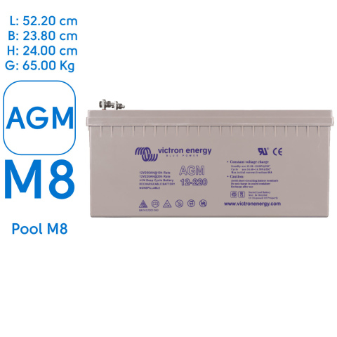 12V 220Ah Victron AGM accu M8 (1x)