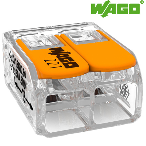 BBAtechniek artnr. 66018 - Wago verbindingsklem 221 2-voudig t/m 6mm2 (50x)