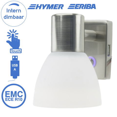 BBAtechniek artnr. 65547 - Faretto PowerLED 12V 3W geborsteld alu USB-A (1x)