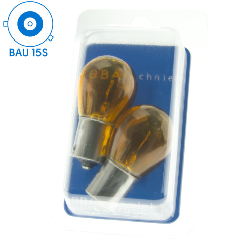 BBAtechniek artnr. 17572 - BAU15S 12V 21W BS581 lamp oranje (2x)