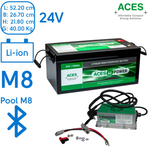 BBAtechniek artnr. 37079 - 24V 200Ah Aces Lithium accu + lader 20A (1x)