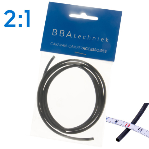 BBAtechniek artnr. 17754 - Krimpkous 2.4-1.2mm zwart 2:1 (1m)