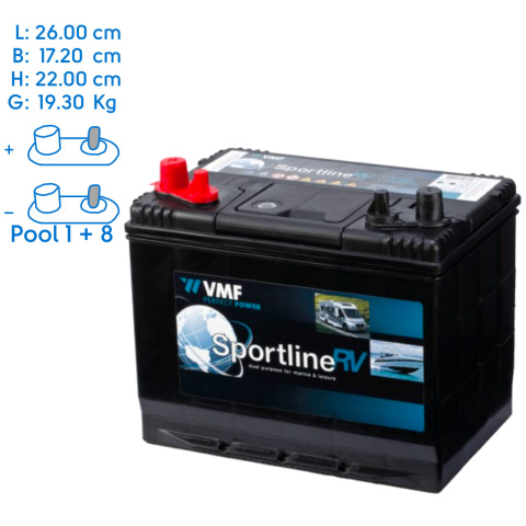 BBAtechniek artnr. 37004 - 12V 73Ah VMF Sportline semi-tractie accu (1x)