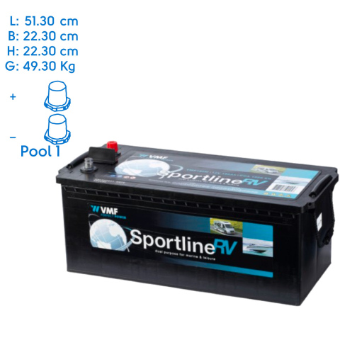 BBAtechniek artnr. 37005 - 12V 180Ah VMF Sportline semi-tractie accu (1x)