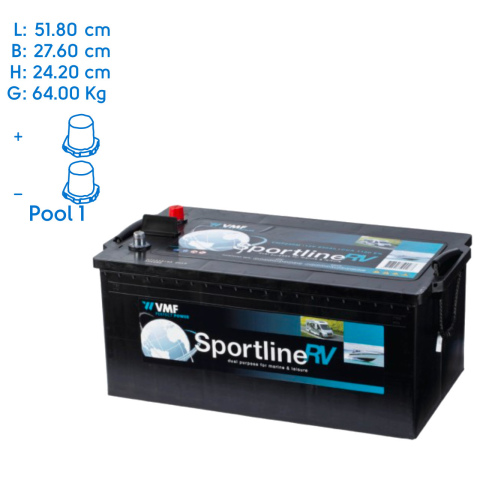 BBAtechniek artnr. 37007 - 12V 230Ah VMF Sportline semi-tractie accu (1x)