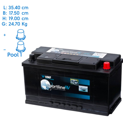 BBAtechniek artnr. 37009 - 12V 95Ah VMF Sportline semi-tractie accu (1x)