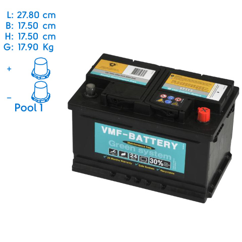 BBAtechniek artnr. 37041 - 12V 72A VMF start accu (1x)