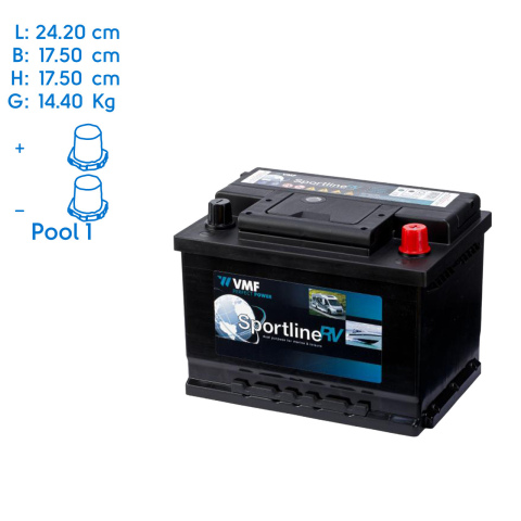 BBAtechniek artnr. 37043 - 12V 60h VMF start accu Sportline Deep cycle (1x)