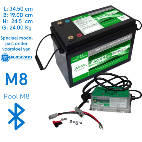 BBAtechniek artnr. 37081 - 12V 280Ah Aces Lithium accu + lader 20A (1x)