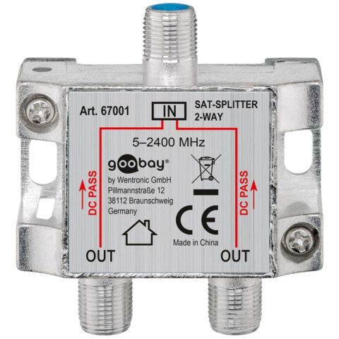 BBAtechniek artnr. 8812 - Splitter / verdeler Sat-DC 2-weg (1x)