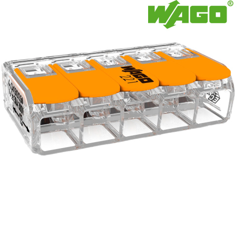 BBAtechniek artnr. 66020 - Wago verbindingsklem 221 5-voudig t/m 6mm2 (15x)