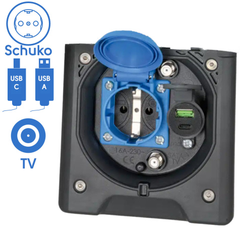 BBAtechniek artnr. 45183 - Voortent aansluiting CEE 230V / TV / USB-A/C (1x)