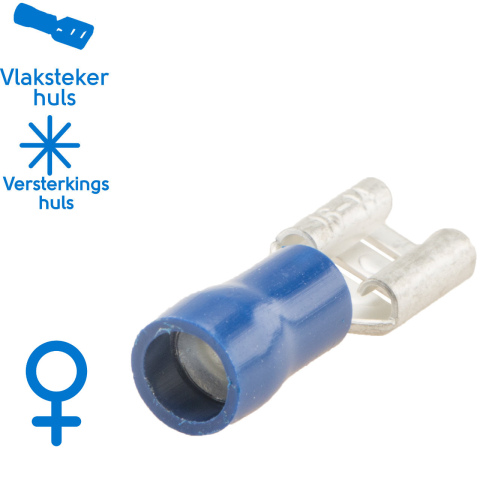BBAtechniek artnr. 11382 - Vlakstekerhuls 6.3x0.8mm² blauw (100x)