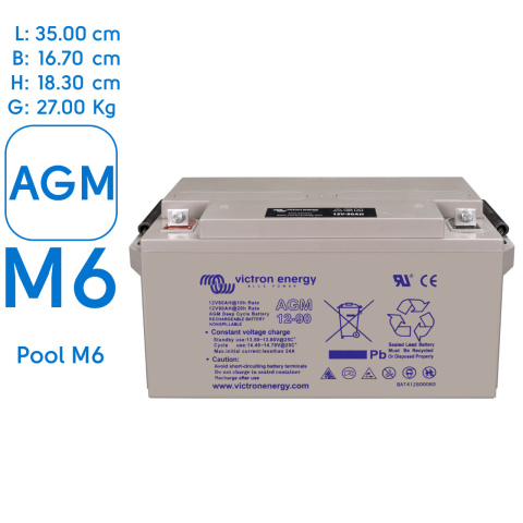 BBAtechniek artnr. 90051 - 12V 90Ah Victron AGM Accu M6 (1x)