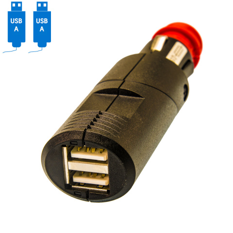 Draaibare USB-A stekker 12V 24V 2x2.5A (1x)